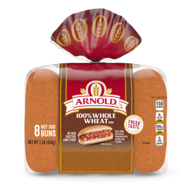 package of Arnold 100% whole wheat rolls 